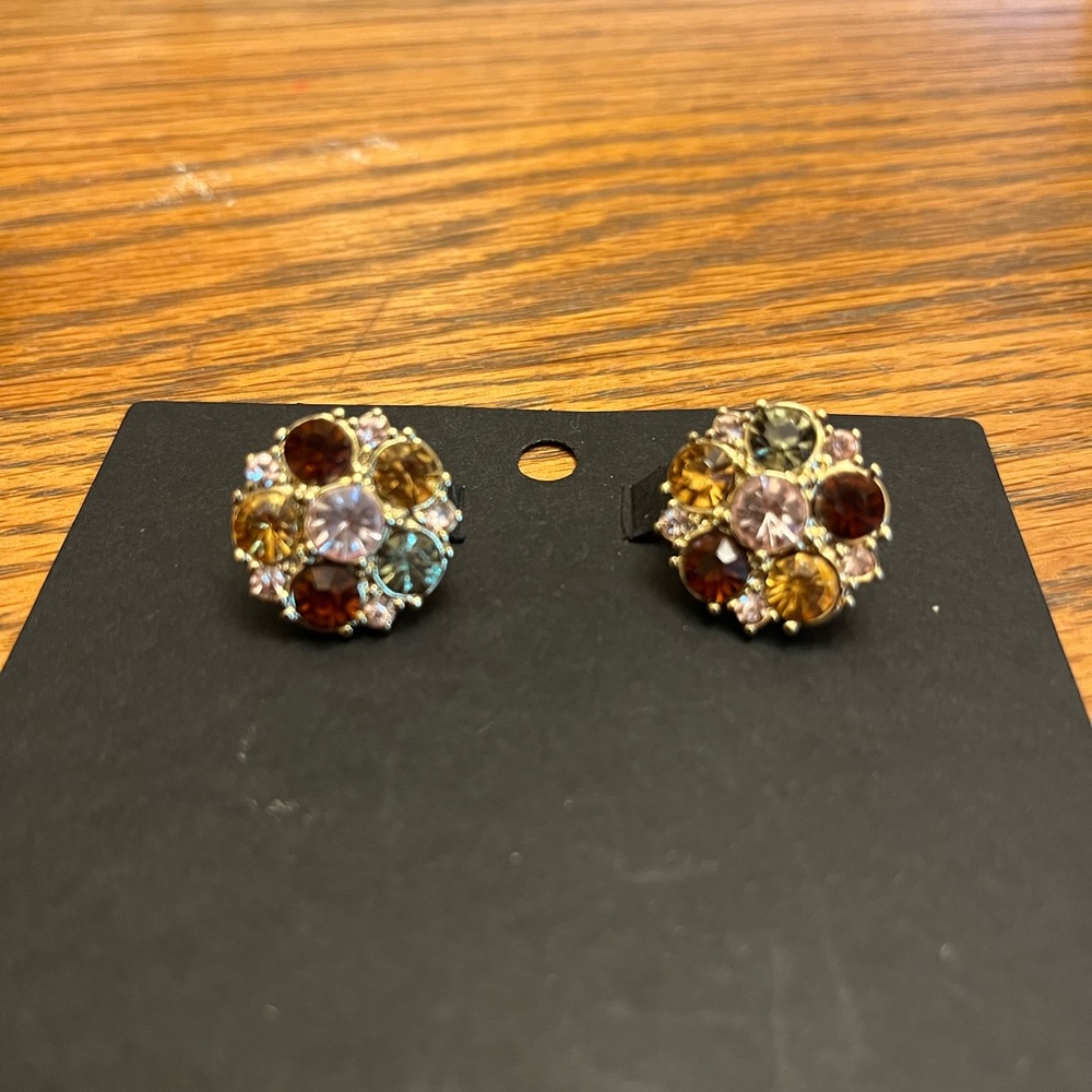 Earrings, fancy multicolored stones
